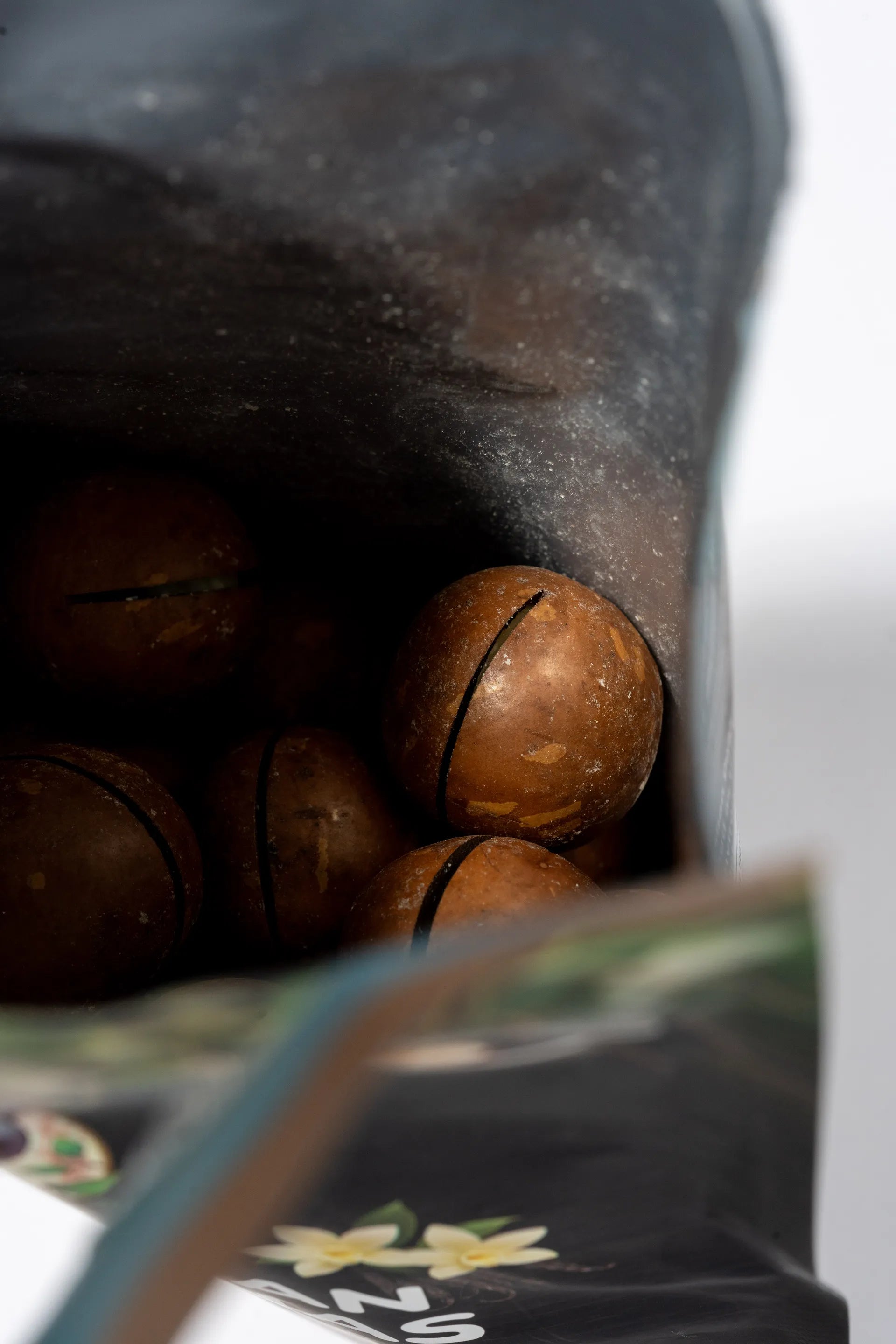 Macro of roasted macadamias